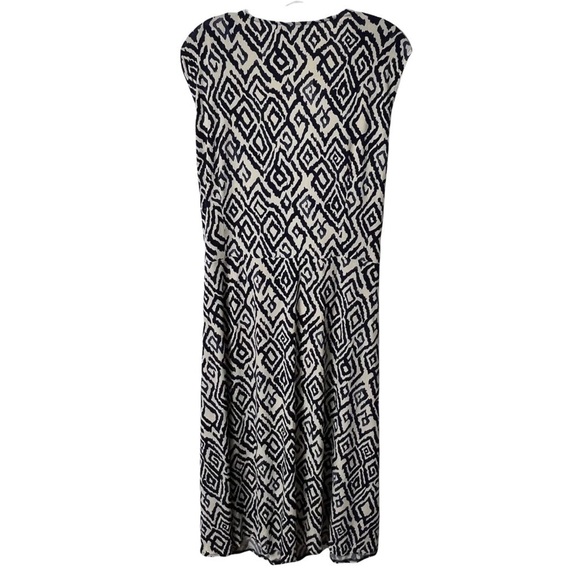 JULIE DILLON NEW YORK PLUS SIZE 22W WOMEN V-NECK BLUE CREAM POLYESTER DRESS NWT - Picture 6 of 10